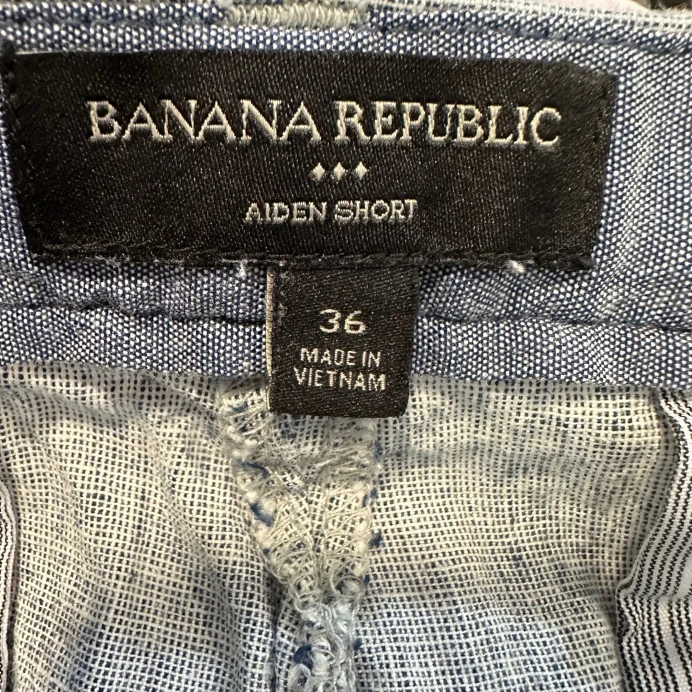 Banana Republic Aiden Short Men 36 Grey Heathered Linen Cotton Blend Casual FLAW